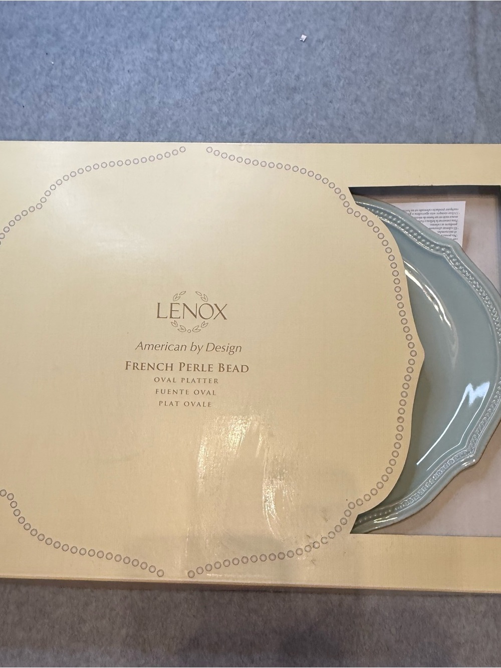 Lenox French Perle Bead Oval Platter in Iced Blue